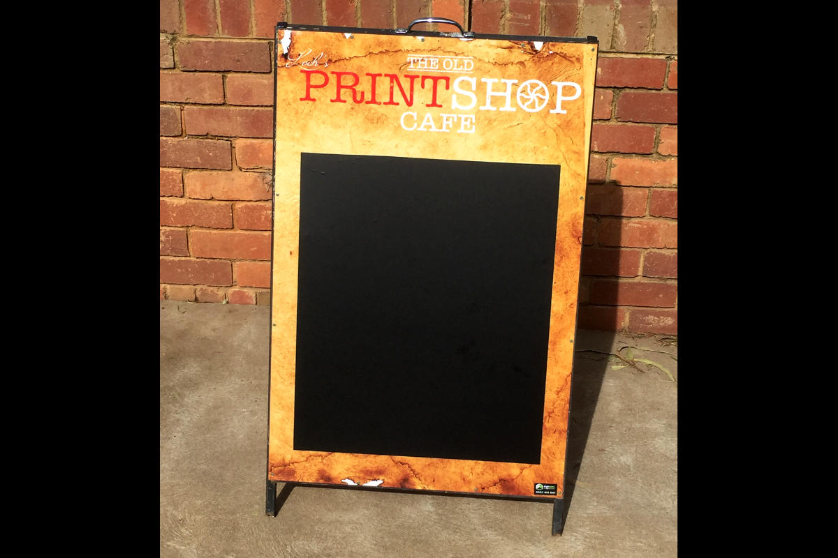 Print Shop Cafe A Board Sign by Signspec Signs