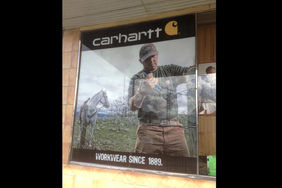 Digitally printed sign for Carhartt workwear