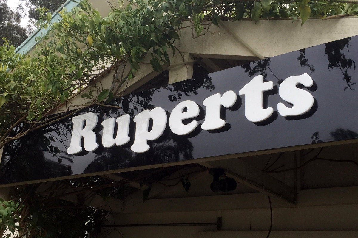 Ruperts dimensional sign with foliage nearby - Signspec Signs