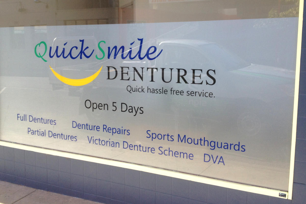 Denture business window frosting