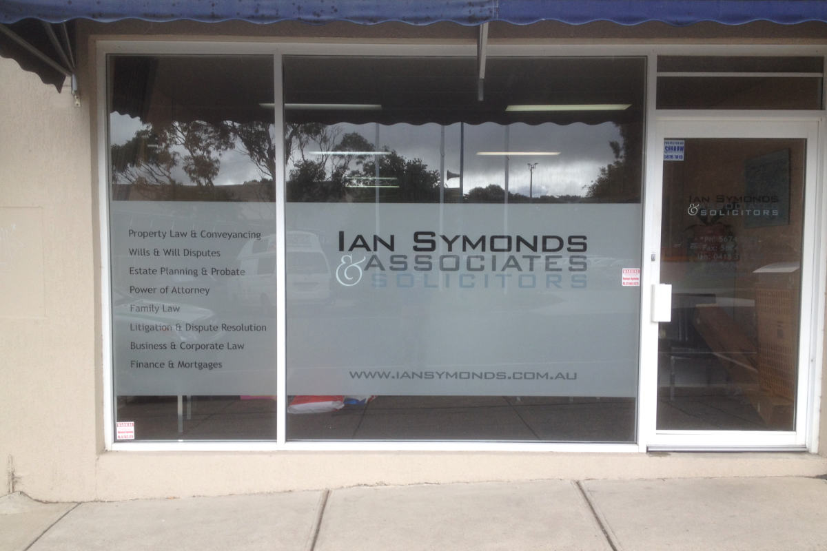 Frosted glass for Ian Symonds solicitors