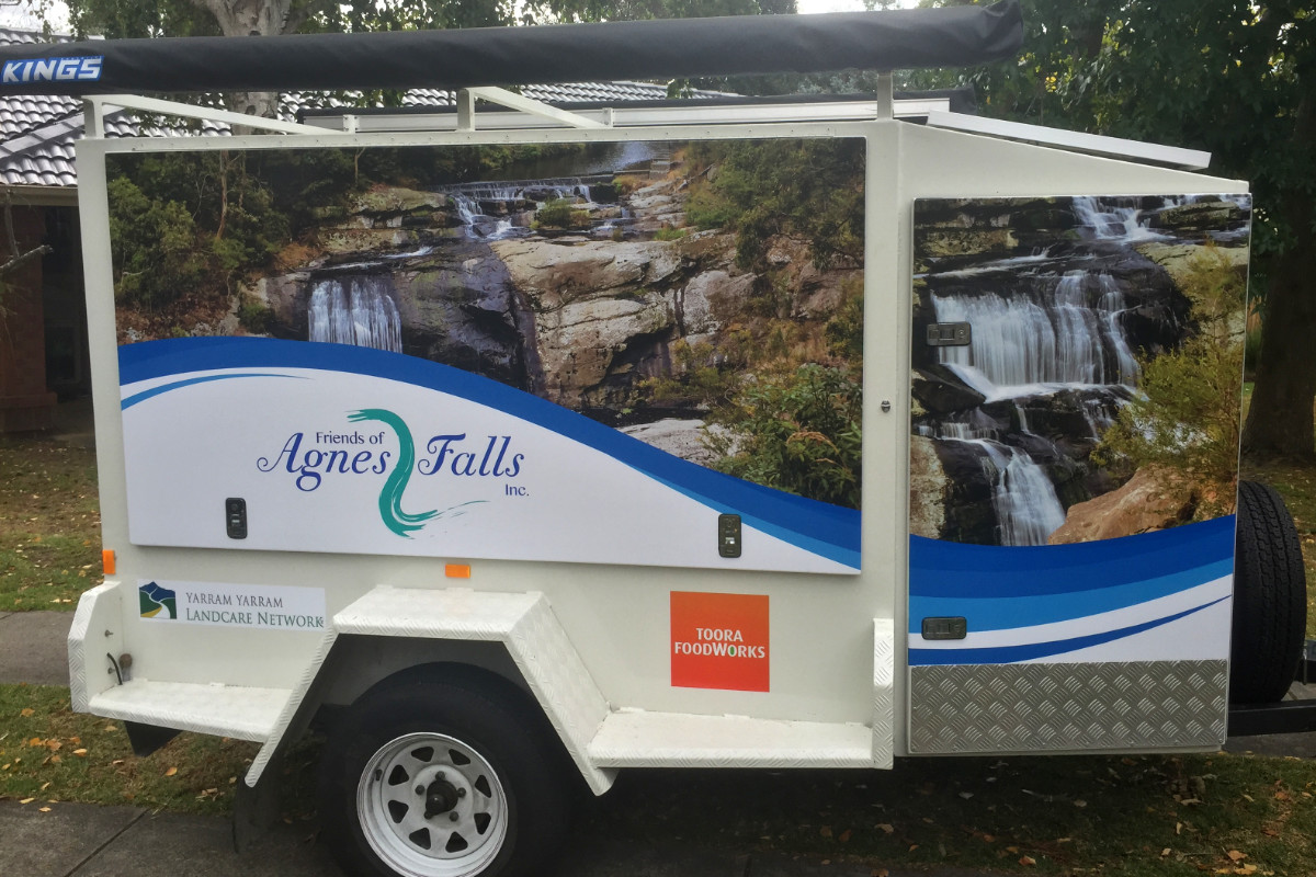 Agnes Falls trailer signage by Signspec