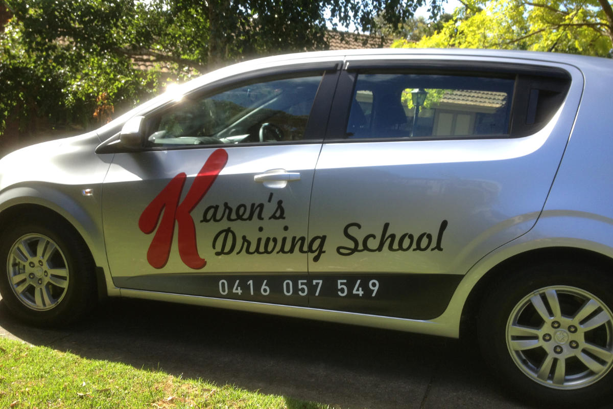Car wrap signage for Karens Driving School