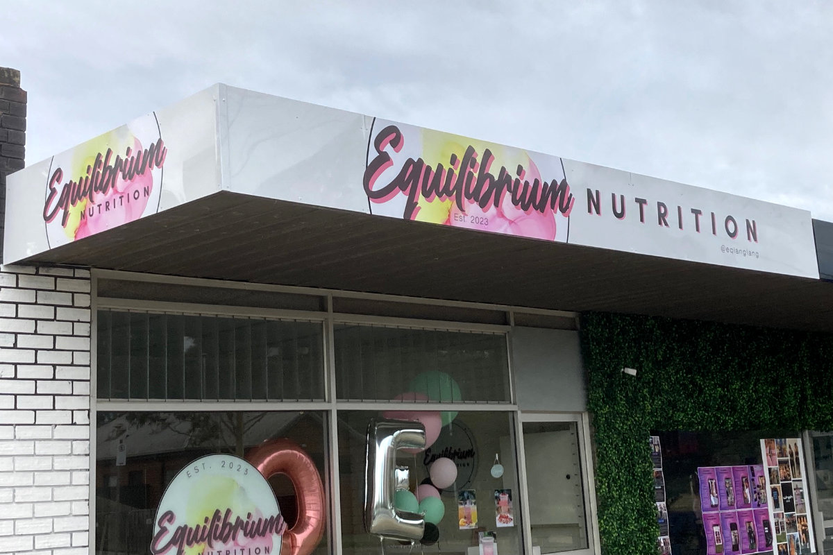 Building signage for Equilibrium Nutrition by Signspec