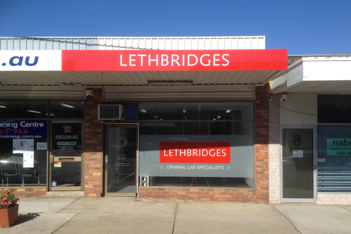 Building sign for Lethbridges Criminal Law specialists