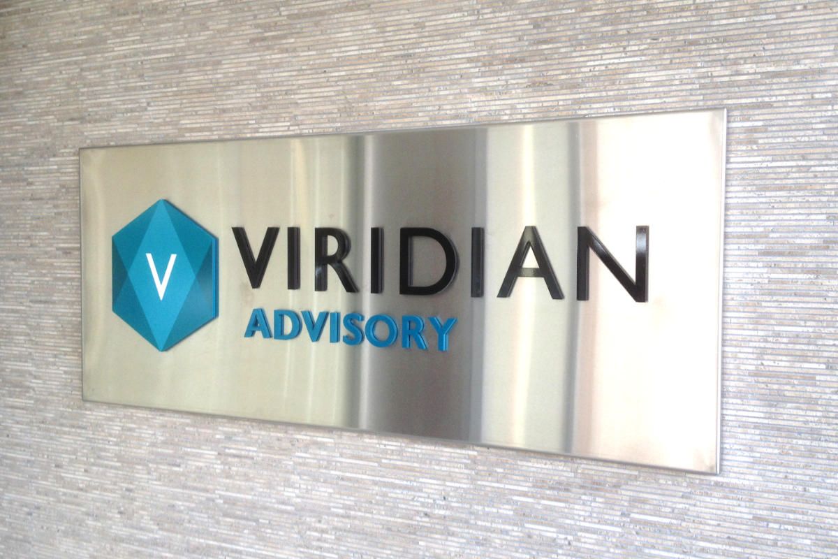 Viridian advisory building sign