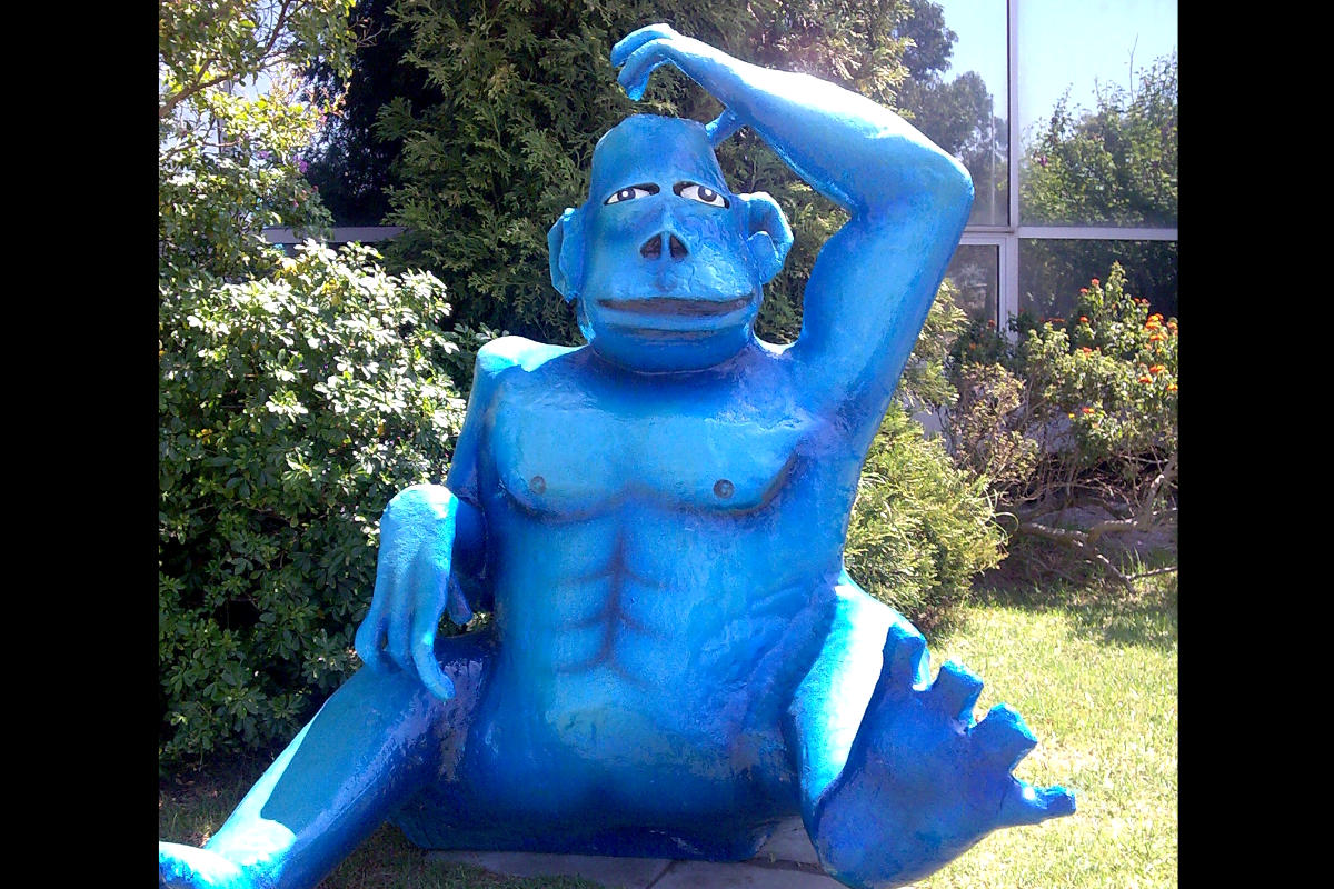 Blue gorilla statue
